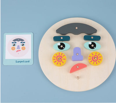 Rompecabezas de aprendizaje de expresiones emocionales faciales para niños, de madera