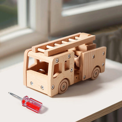 Kids Real Tools Set DIY Build a Wooden Basic Fire Truck Set