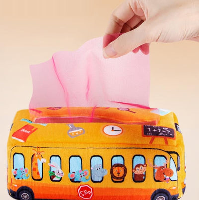 Boîte à mouchoirs Montessori de luxe, jouet pour bébé, jeu sensoriel coucou, 26 foulards en soie et papiers froissés