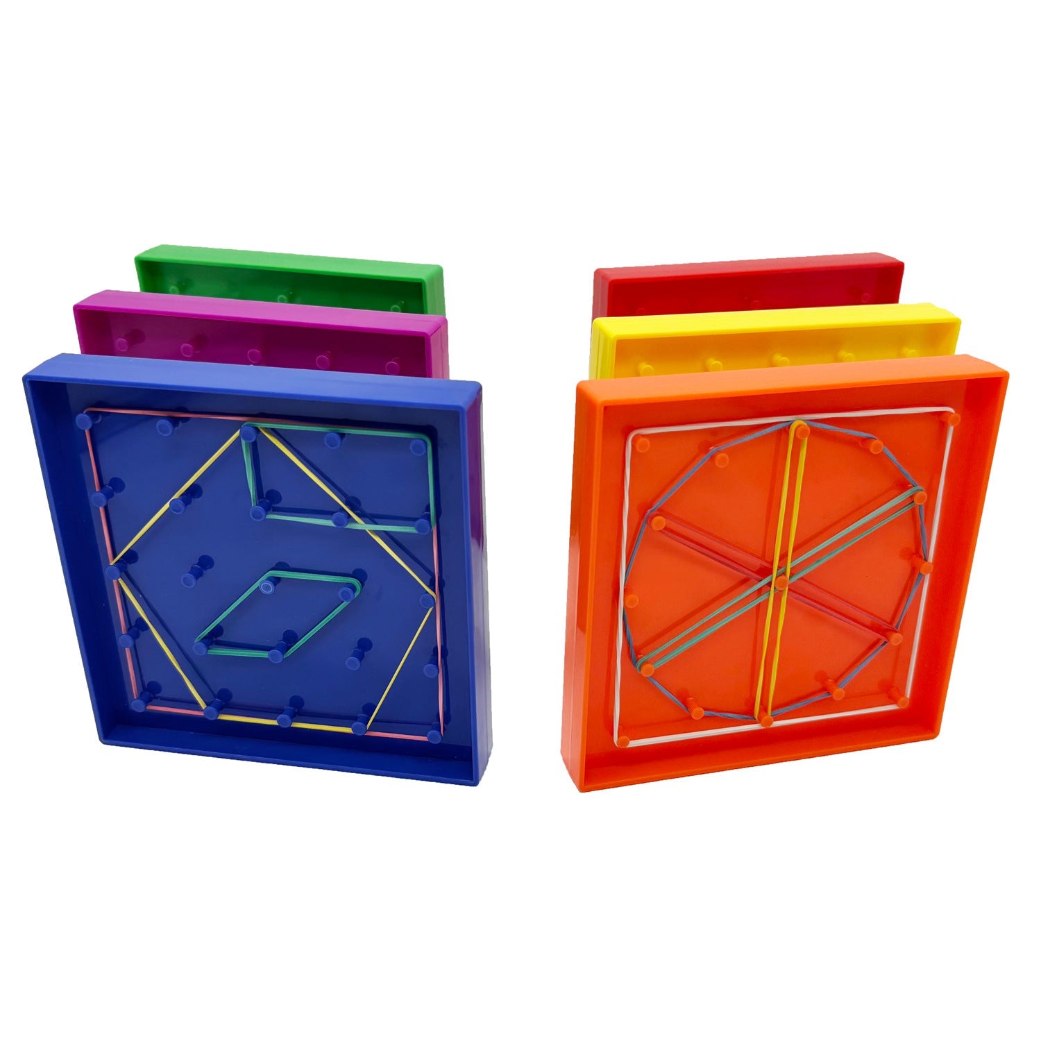 Set of 6 Educational Geometric Pin Board Elastic Nail Peg Board