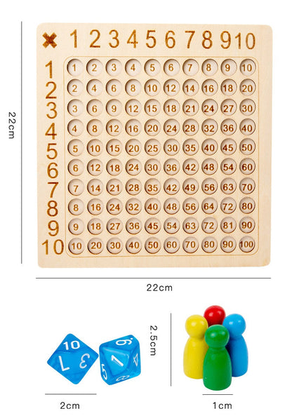 Wooden Multiplication Board  Game with Flash Cards