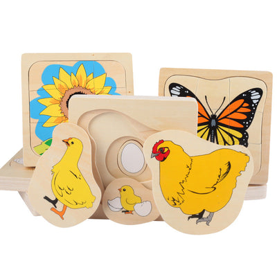 Puzzle Montessori papillon cycle de vie multicouche