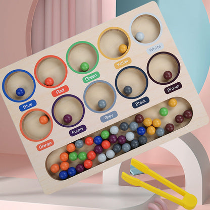 Montessori Colour Beads Sorting Tray Tong Transfer Activity