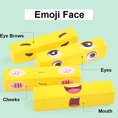 Puzzle d'apprentissage des expressions des émotions faciales pour enfants en bois, style emoji
