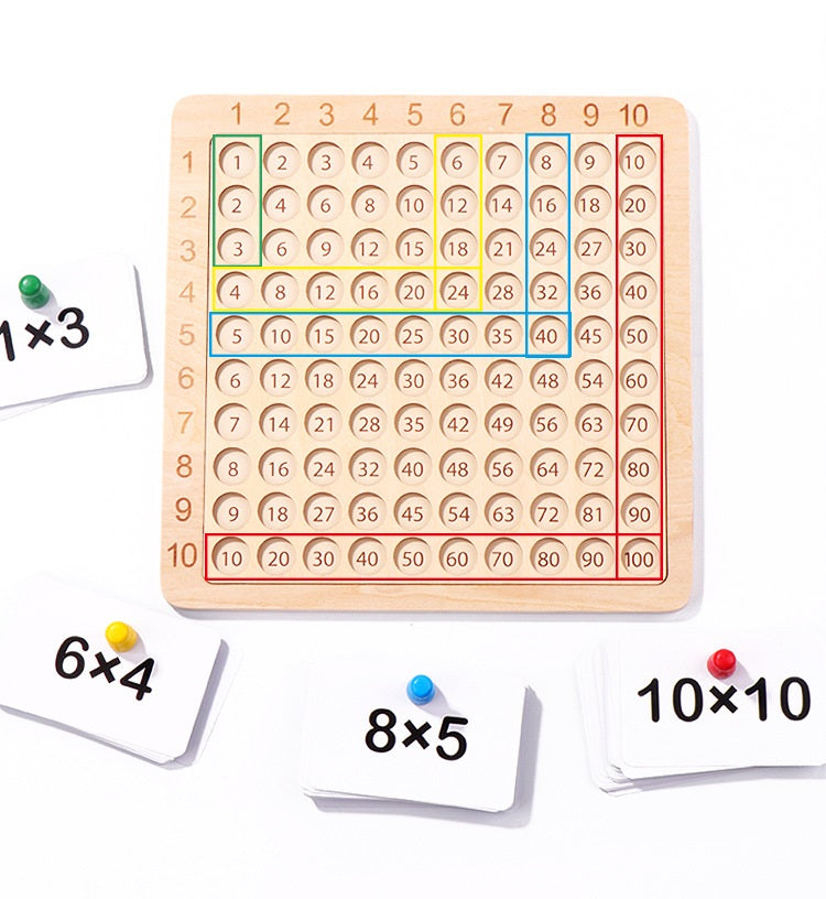 Wooden Multiplication Learning Board with Flash Cards