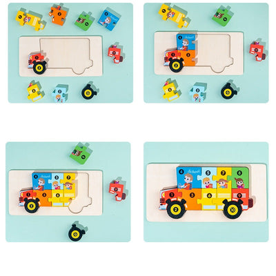 Montessori Puzzles 4 Pack - Eco-Friendly Wooden Puzzles Set#9