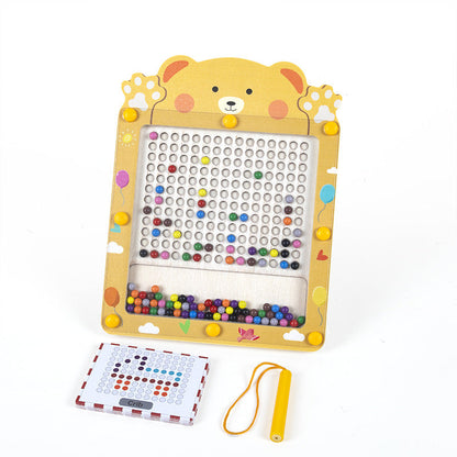 Portable Magnetic Beads Pen Sliding Maze and Drawing Board Sequencing With Flash Cards