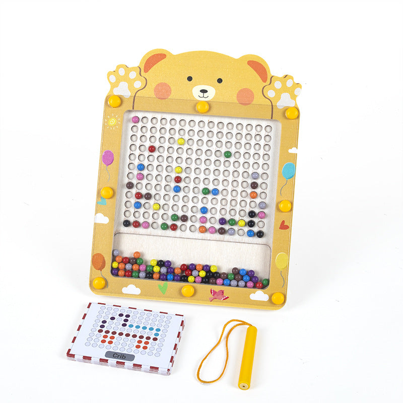 Portable Magnetic Beads Pen Sliding Maze and Drawing Board Sequencing With Flash Cards