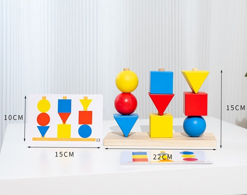 Montessori Toddler Sequence Beads Stacker and Colour Sorting Toy With Flash Cards