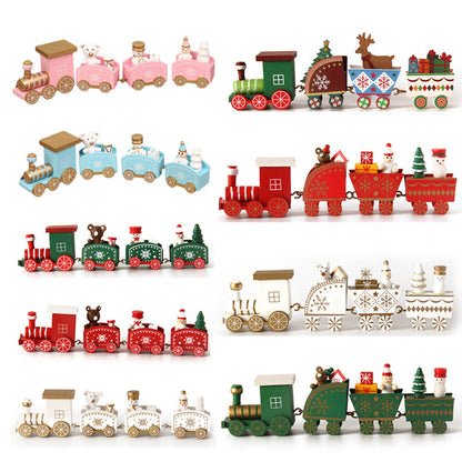 Wooden Christmas Mini Train Set – Festive Holiday Decoration