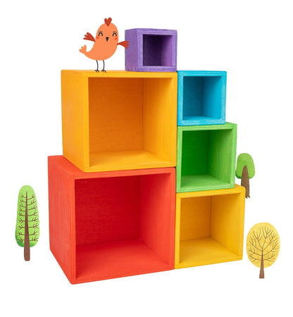 Wooden Rainbow Nesting Boxes