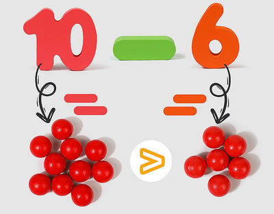 Wooden Educational Counting Maths Board with Beads and Cards