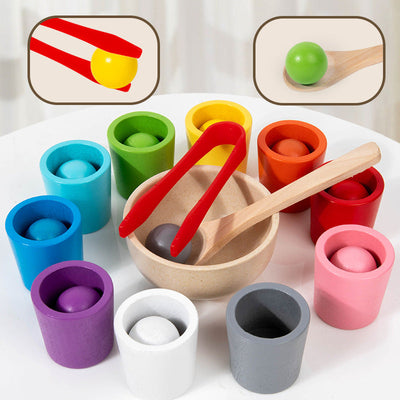 Juguetes Educativos de Madera para Niños: Tazas de Clasificación de Colores