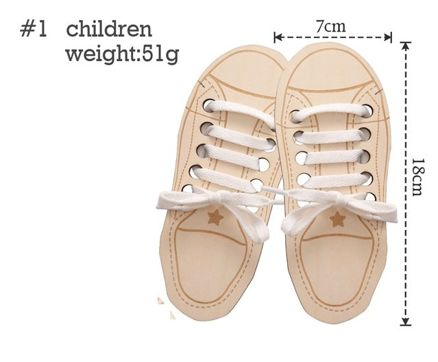 Wooden  Shoe Lace Toy Practice Treading Lacing