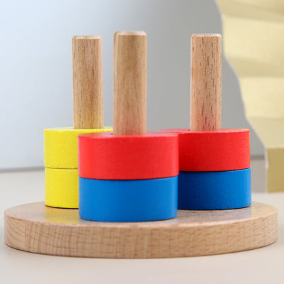 Juguete apilable de cuentas con secuencia de 3 columnas Montessori básico 2 con tarjetas didácticas