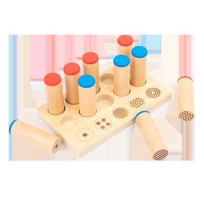 Boîtes cylindriques sonores Montessori Jeu de tri et d'association sensoriel avec trieur de motifs et mémoire des couleurs