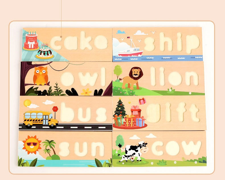 Wooden Alphabet Letters Word Spelling Game With Learning Word Trays