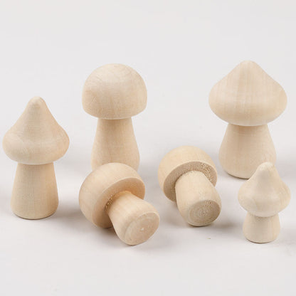 Wooden Mushroom Art Craft Toys Natural Nature DIY Loose Parts