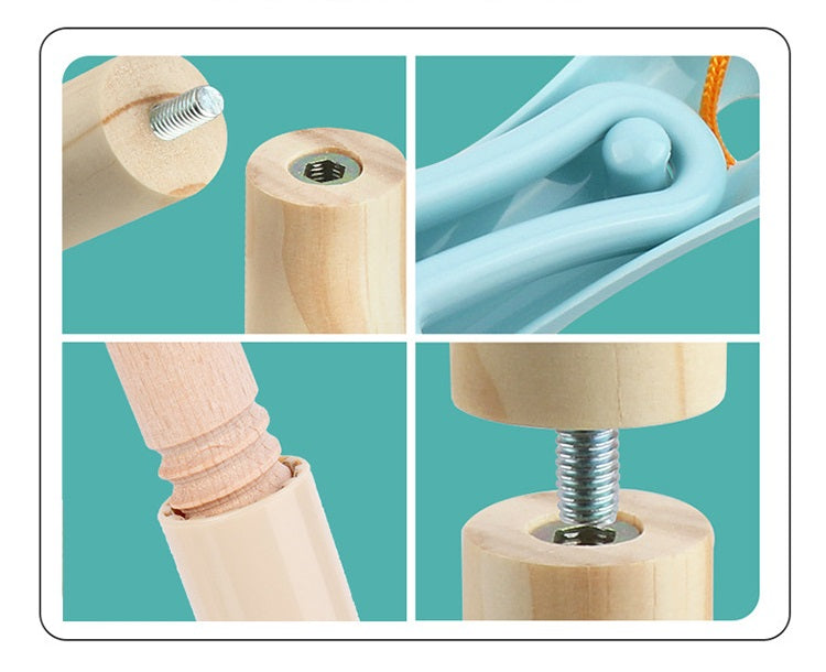 Wooden Sweeper Dustpan Mop Duster Brush Cleaning Kit with Hanger