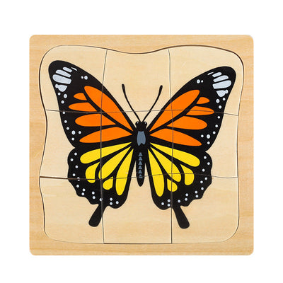 Puzzle Montessori papillon cycle de vie multicouche