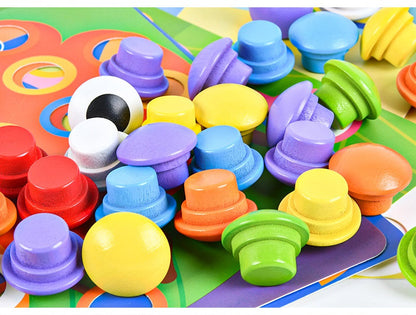 Jumbo Mosaic Beads Pegs Clip Board Wooden Activity Box