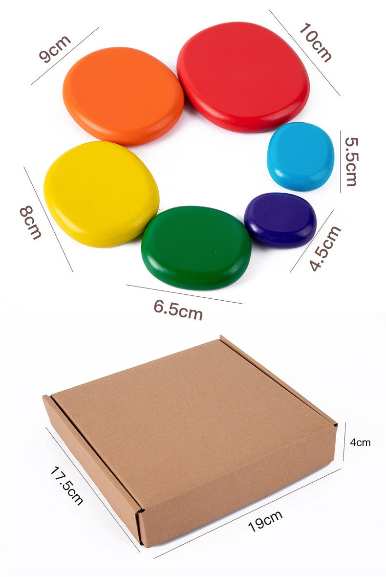 Rainbow Wooden Stacking Pebbles Balancing Stones Toy 20pc