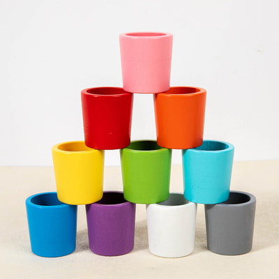 Juguetes Educativos de Madera para Niños: Tazas de Clasificación de Colores