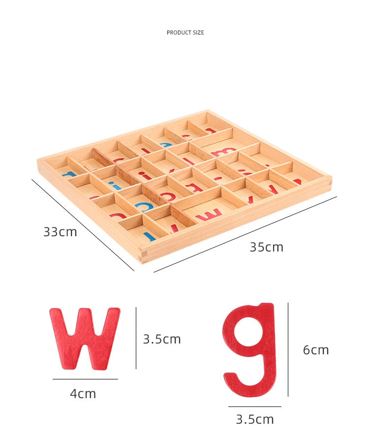 Wooden Letters Montessori Moveable Alphabet 26 set or Tray