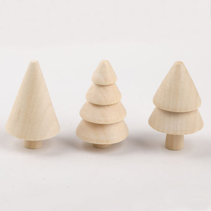 Wooden Craft DIY Christmas Natural Tree Acorn Loose Parts Kids Toy