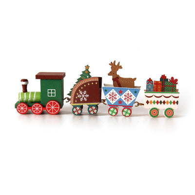 Juego de minitren de Navidad de madera – Decoración festiva para las fiestas