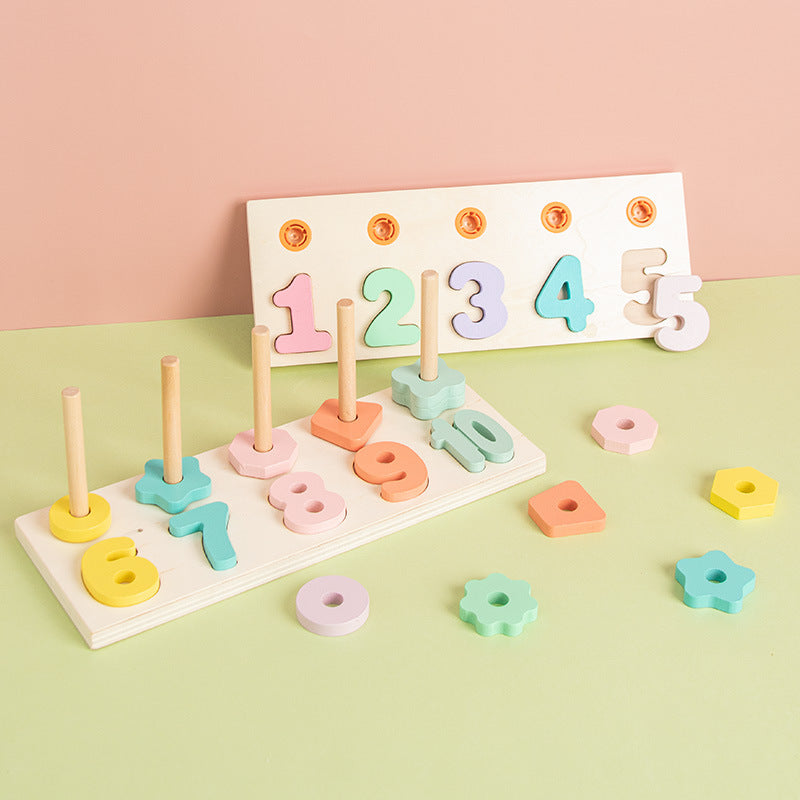 Wooden Educational Numbers Counting Shape Sorting Game Kids Toy