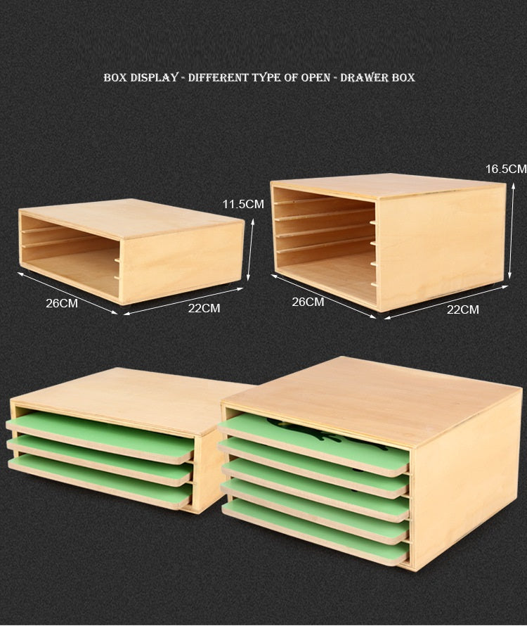 Montessori Animal or Plant Puzzles with Inset Tray Cabinet