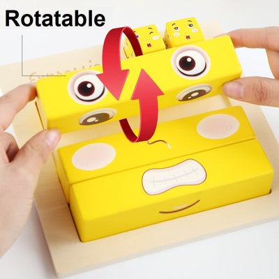 Puzzle d'apprentissage des expressions des émotions faciales pour enfants en bois, style emoji