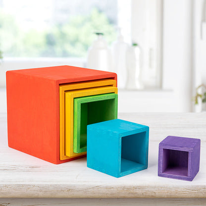 Wooden Rainbow Nesting Boxes
