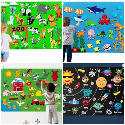 Fidtoy Learning Felt Board Wall Toy for Kids 3+ Zoo & Universe