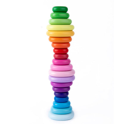 Rainbow Wooden Stacking Pebbles Balancing Stones Toy 20pc