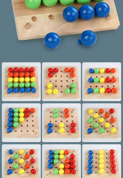 Wooden Mushroom Nail Mosaic Pegs Board kids Activity Toy