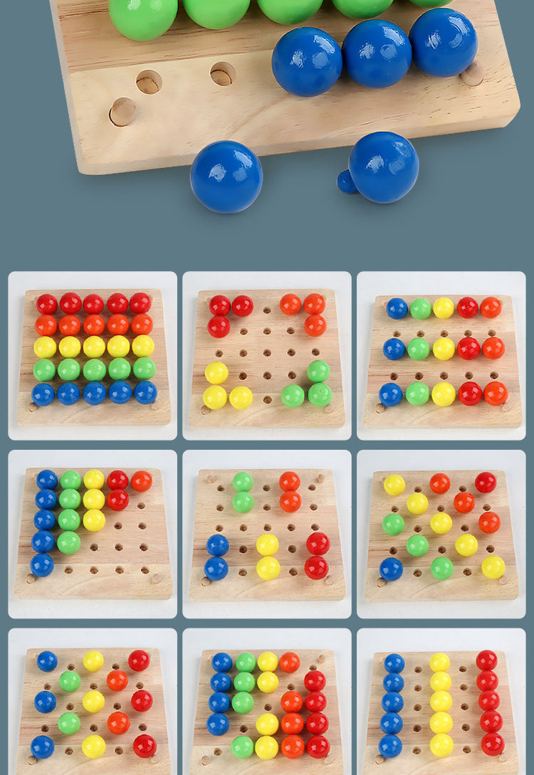 Wooden Mushroom Nail Mosaic Pegs Board kids Activity Toy