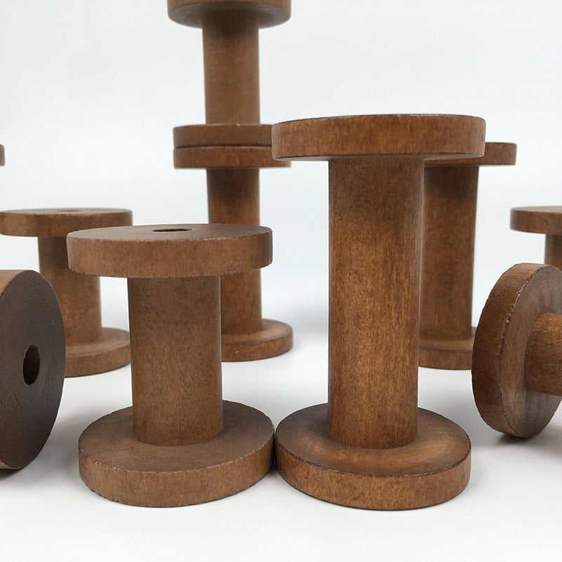 Montessori Loose parts Wooden Bobbin Vintage look Spools Kids Craft DIY