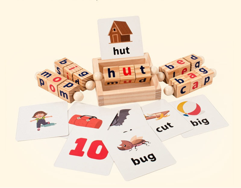 CVC Word Spin and Read Phonic Spelling Learning Game Word Cognitive Pairing