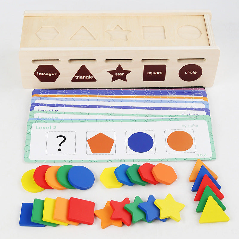 Wooden Category Shape Colour Sorting box Game Montessori inspired Kids Wooden toys