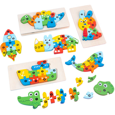 Montessori Puzzles 4 Pack - Eco-Friendly Wooden Puzzles Set#6