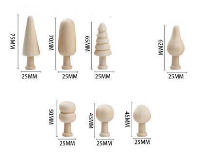 7 Natural Woodland Trees and Scrubs DIY Loose Parts Kids Craft Wooden toys