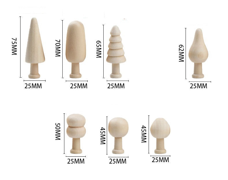 7 Natural Woodland Trees and Scrubs DIY Loose Parts Kids Craft Wooden toys