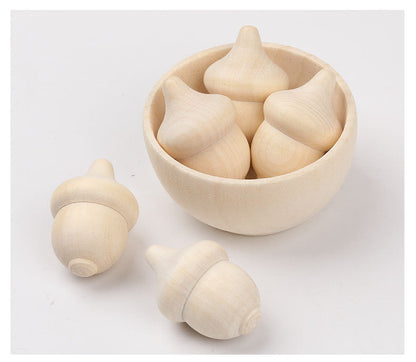 Wooden Bowl Kids Loose Parts Play Craft Wooden toys Set of 5