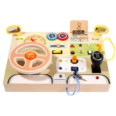 Tableau d'activités de luxe pour enfants Thème conduite LED avec boutons et cadrans lumineux