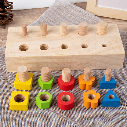 Montessori Wooden Screw Nuts and Bolts Busy Board Toy