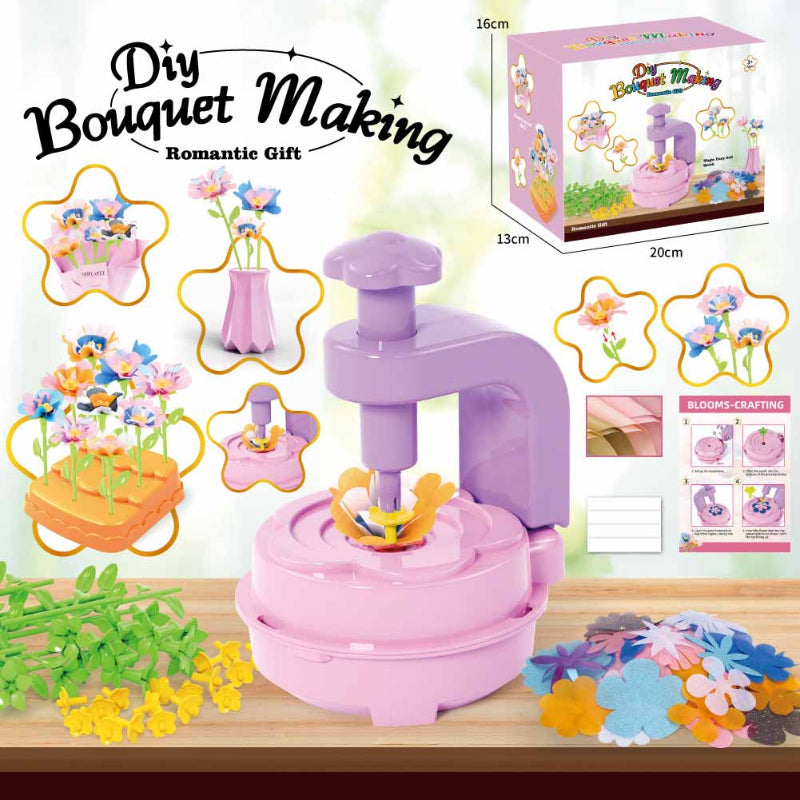 Kit de fabrication de bouquets de fleurs DIY, Ensemble d'activités créatives pour enfants 3 ans et plus avec presse à fleurs