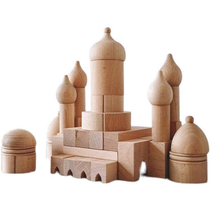 Wooden Church Building Blocks Set Open Ended Play Kids Toy
