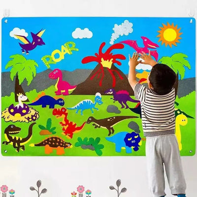 Fidtoy Learning Felt Board Wall Toy for Kids 3+ Zoo & Universe